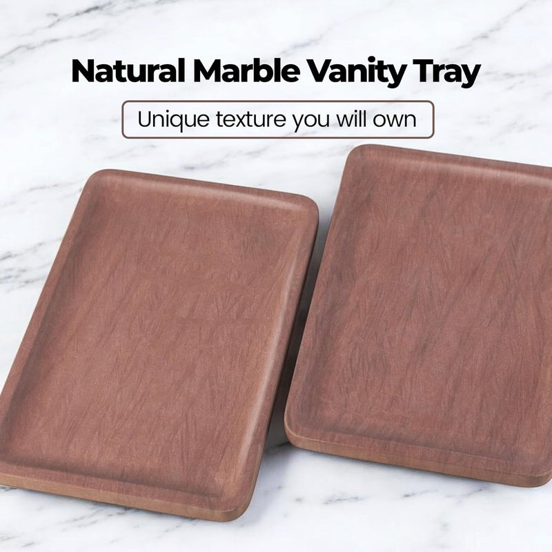 karibiber Marble Vanity Tray, 11.8in Sandstone Bathroom Kitchen Tray for Countertop, Decorative Dresser Organizer, Perfume Storage, Jewelry Holder, Brown Stone Gift for Man - Image 4